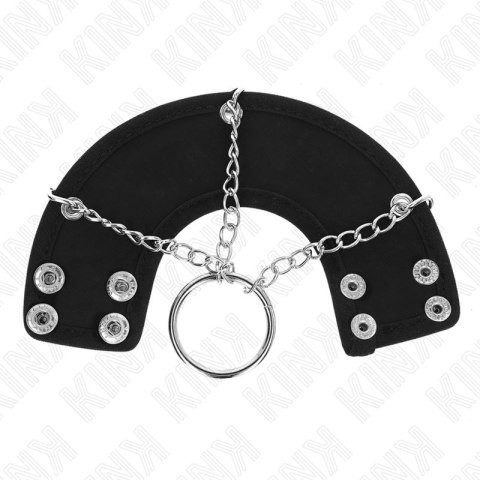 KINK Metalowy pierścień intymny 4 cm z łańcuszkiem 7 cm i skorzanym paskiem KINK Metalowy pierścień intymny 4 cm z łańcuszkiem 7 cm i skorzanym paskiem