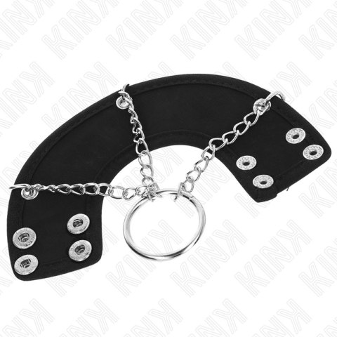 KINK Metalowy pierścień intymny 4 cm z łańcuszkiem 7 cm i skorzanym paskiem KINK Metalowy pierścień intymny 4 cm z łańcuszkiem 7 cm i skorzanym paskiem