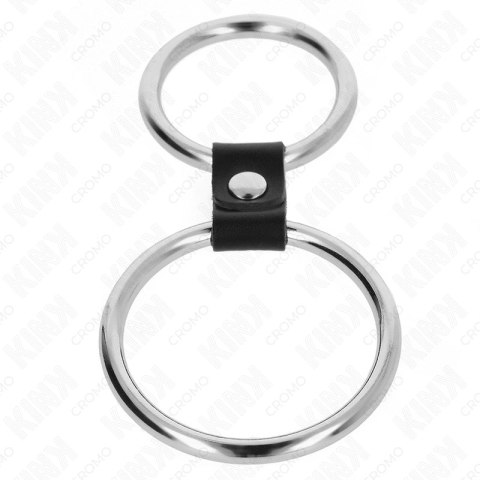 KINK Podwojny Stalowy Pierścień 3,7 cm i 5 cm z Paskiem Skorzanym KINK Podwojny Stalowy Pierścień 3,7 cm i 5 cm z Paskiem Skorzanym