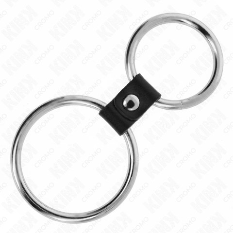 KINK Podwojny Stalowy Pierścień 3,7 cm i 5 cm z Paskiem Skorzanym KINK Podwojny Stalowy Pierścień 3,7 cm i 5 cm z Paskiem Skorzanym