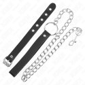 KINK Skorzany Pierścień Regulowany z Metalowym Łańcuszkiem 21,5 x 2 cm, 60 cm