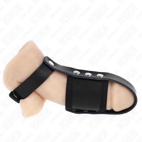 KINK Skorzany pierścień regulowany powlekany pasek separujący czarny KINK Skorzany pierścień regulowany powlekany pasek separujący czarny