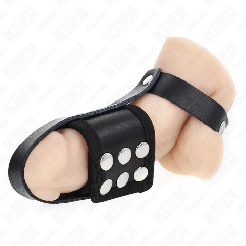KINK Skorzany pierścień regulowany powlekany pasek separujący czarny KINK Skorzany pierścień regulowany powlekany pasek separujący czarny