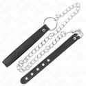 KINK Skorzany pierścień z metalowym łańcuszkiem 21,5x2cm czarny