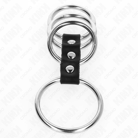 KINK Zestaw 4 metalowych pierścieni anatomicznych połączonych skorą 3,7-5 cm KINK Zestaw 4 metalowych pierścieni anatomicznych połączonych skorą 3,7-5 cm