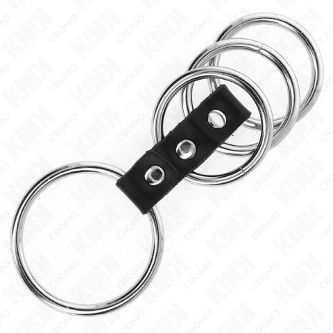 KINK Zestaw 4 metalowych pierścieni anatomicznych połączonych skorą 3,7-5 cm KINK Zestaw 4 metalowych pierścieni anatomicznych połączonych skorą 3,7-5 cm