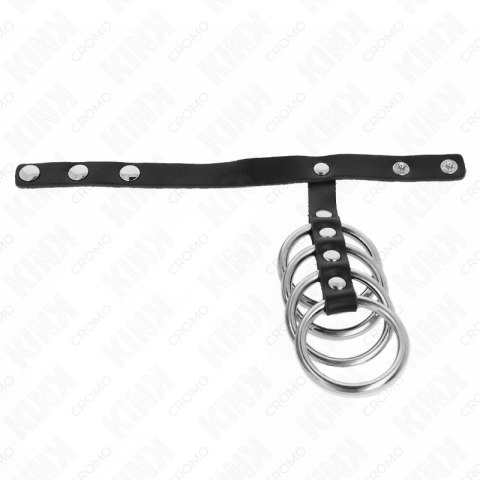 KINK Zestaw 4 metalowych pierścieni z paskiem skorzanym i zamkiem 3,8 cm KINK Zestaw 4 metalowych pierścieni z paskiem skorzanym i zamkiem 3,8 cm
