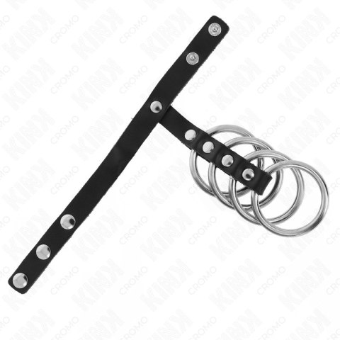 KINK Zestaw 4 metalowych pierścieni z paskiem skorzanym i zamkiem 3,8 cm KINK Zestaw 4 metalowych pierścieni z paskiem skorzanym i zamkiem 3,8 cm
