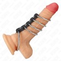 KINK Zestaw 5 pierścieni metalowych połączonych skorą 3,7-5 cm
