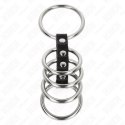KINK Zestaw 5 pierścieni metalowych połączonych skorą 3,7-5 cm