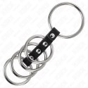 KINK Zestaw 5 pierścieni metalowych połączonych skorą 3,7-5 cm