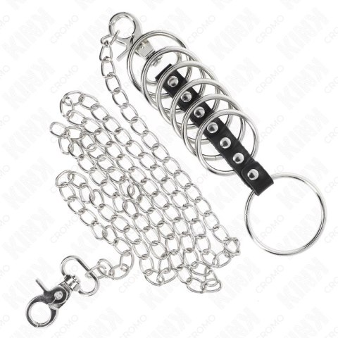 KINK Zestaw 7 metalowych pierścieni 3,8-5 cm na łańcuchu 100 cm KINK Zestaw 7 metalowych pierścieni 3,8-5 cm na łańcuchu 100 cm