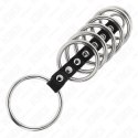 KINK Zestaw 7 metalowych pierścieni połączonych skorą 3,2-5 cm