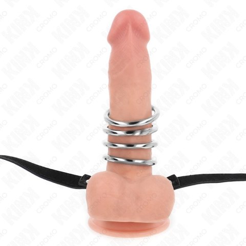 Kink Zestaw 5 pierścieni metalowych z paskiem skorzanym 3,8-5 cm 112 cm Kink Zestaw 5 pierścieni metalowych z paskiem skorzanym 3,8-5 cm 112 cm