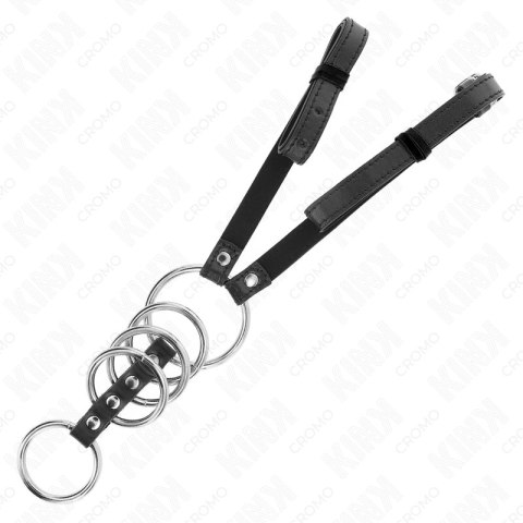 Kink Zestaw 5 pierścieni metalowych z paskiem skorzanym 3,8-5 cm 112 cm Kink Zestaw 5 pierścieni metalowych z paskiem skorzanym 3,8-5 cm 112 cm