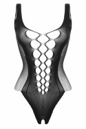 Passion Body Leana Black - elastyczne body z otwartym krokiem
