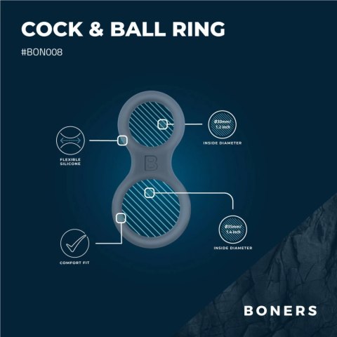 Boners Pierścień silikonowy z funkcją anatomicznego rozciągacza, szary Boners Pierścień silikonowy z funkcją anatomicznego rozciągacza, szary