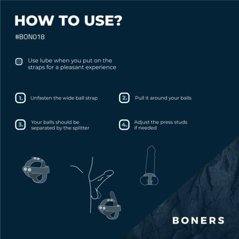 Boners T-shape - silikonowy pierścień anatomiczny z regulacją, czarny Boners T-shape - silikonowy pierścień anatomiczny z regulacją, czarny
