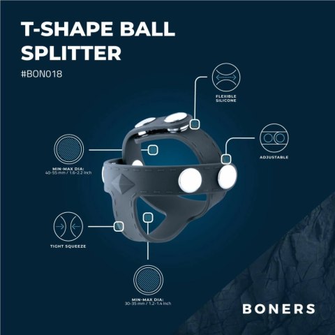 Boners T-shape - silikonowy pierścień anatomiczny z regulacją, czarny Boners T-shape - silikonowy pierścień anatomiczny z regulacją, czarny