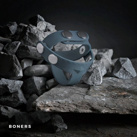 Boners T-shape - silikonowy pierścień anatomiczny z regulacją, czarny Boners T-shape - silikonowy pierścień anatomiczny z regulacją, czarny
