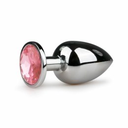 Diogol Metalowy Korek Anatomiczny Silver/Pink L z Kryształem