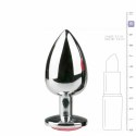Diogol Metalowy Korek Anatomiczny Silver/Pink L z Kryształem