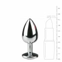 Diogol Metalowy Plug Anatomiczny Silver/Clear S z Kryształem