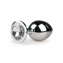 Dream Toys Metalowy korek anatomiczny Silver/Clear M z kryształem