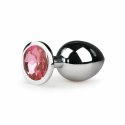 EasyToys Metalowy Plug Anatomiczny Srebrny z Rożowym Kryształem M