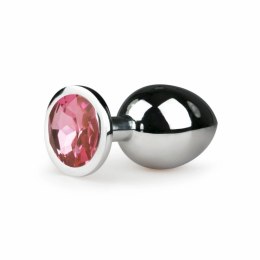 EasyToys Metalowy Plug Anatomiczny Srebrny z Rożowym Kryształem M