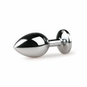 EasyToys Metalowy Plug Anatomiczny Srebrny z Rożowym Kryształem M