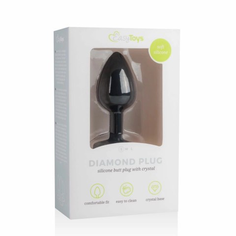 EasyToys Plug anatomiczny silikonowy Small Czarny z kryształem EasyToys Plug anatomiczny silikonowy Small Czarny z kryształem
