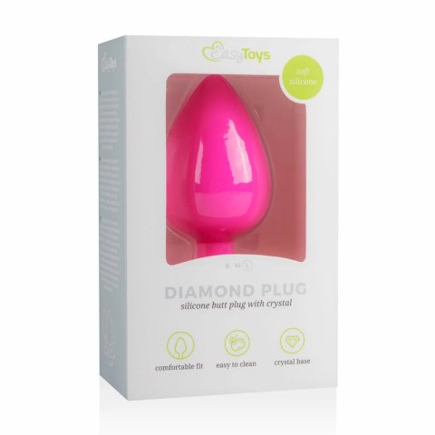 EasyToys Plug silikonowy Large z ozdobnym kryształem rożowy EasyToys Plug silikonowy Large z ozdobnym kryształem rożowy