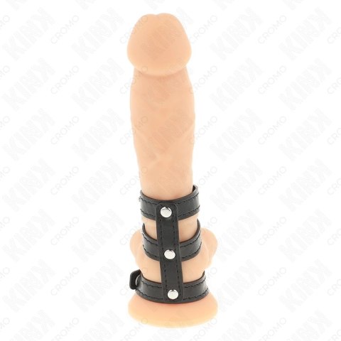 KINK Skorzany Potrojny Pierścień z Zapięciem Ciśnieniowym - Regulowany Czarny KINK Skorzany Potrojny Pierścień z Zapięciem Ciśnieniowym - Regulowany Czarny
