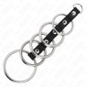 KINK Zestaw 5 metalowych pierścieni z łącznikiem skorzanym, 3,2-5 cm