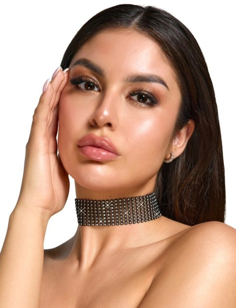Cottelli Accessoires Czarny Choker z Dżetami i Łańcuszkiem Regulowany Cottelli Accessoires Czarny Choker z Dżetami i Łańcuszkiem Regulowany