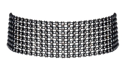 Cottelli Accessoires Czarny Choker z Dżetami i Łańcuszkiem Regulowany Cottelli Accessoires Czarny Choker z Dżetami i Łańcuszkiem Regulowany