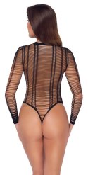 Cottelli Fantasy Body w Prążki Czarne S-L Prześwitujące Elastyczne