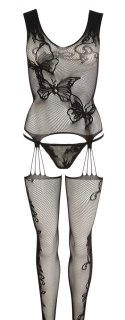 Mandy Mystery Lingerie Czarna Koszulka z Pończochami S-L Koronka