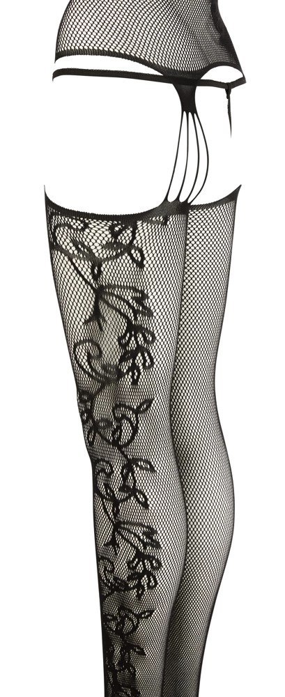 Mandy Mystery Lingerie Czarna Koszulka z Pończochami S-L Koronka Mandy Mystery Lingerie Czarna Koszulka z Pończochami S-L Koronka