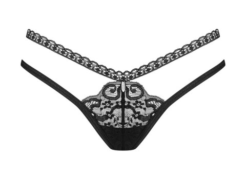 Obsessive Blomentis stringi czarne XS/S koronka komfort elastyczne Obsessive Blomentis stringi czarne XS/S koronka komfort elastyczne