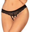 Obsessive Chemeris stringi czarne koronkowe z dekoracyjnym detalem XL/2XL