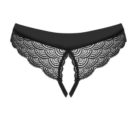 Obsessive Chemeris stringi czarne koronkowe z dekoracyjnym detalem XL/2XL Obsessive Chemeris stringi czarne koronkowe z dekoracyjnym detalem XL/2XL