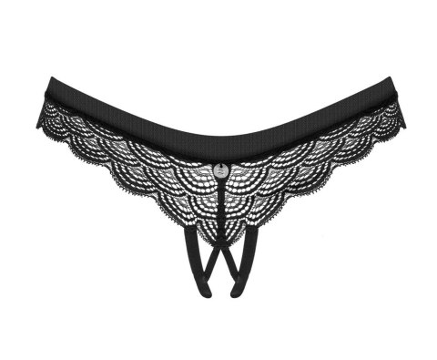 Obsessive Chemeris stringi koronkowe czarne z ozdobą XS/S Obsessive Chemeris stringi koronkowe czarne z ozdobą XS/S
