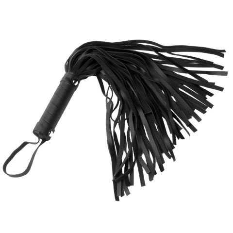 XR Brands whip z frędzlami czarny 34 cm, rączka spiralna PU XR Brands whip z frędzlami czarny 34 cm, rączka spiralna PU