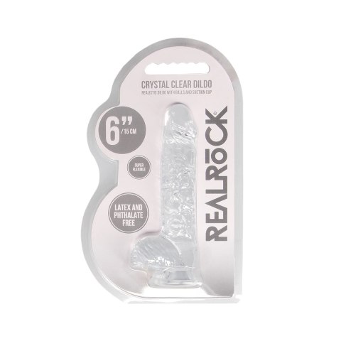 RealRock Crystal Clear model z kulkami, przyssawka, 17 cm, transparentny RealRock Crystal Clear model z kulkami, przyssawka, 17 cm, transparentny