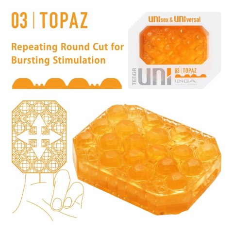 Tenga UNI Topaz - Elastyczny uniwersalny rękaw masujący 6 cm Tenga UNI Topaz - Elastyczny uniwersalny rękaw masujący 6 cm