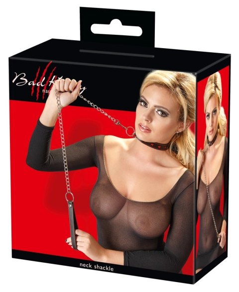 Bad Kitty Obroża regulowana czarna z łańcuszkiem srebrnym 78cm Bad Kitty Obroża regulowana czarna z łańcuszkiem srebrnym 78cm