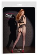 Cottelli Curves Rajstopy czarne z ozdobnym czerwonym szwem 20 den