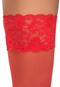 Cottelli LEGWEAR Pończochy Czerwone z Koronką 20 den Oeko-Tex